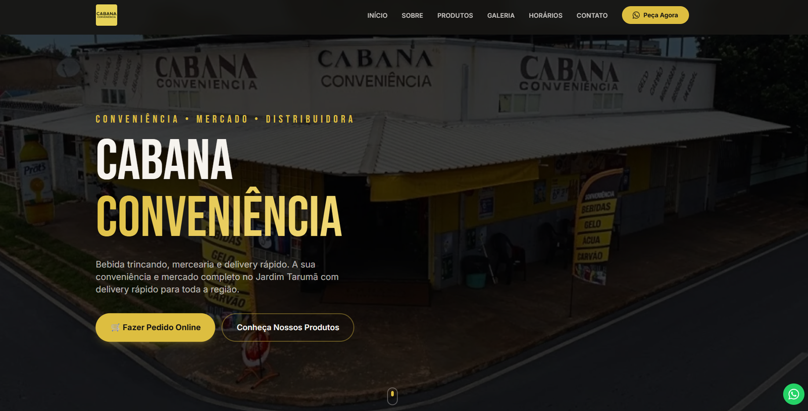 Site desenvolvido para Conveniência Cabana