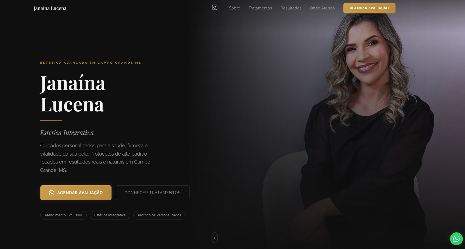 Site desenvolvido para Janaína Lucena Estética